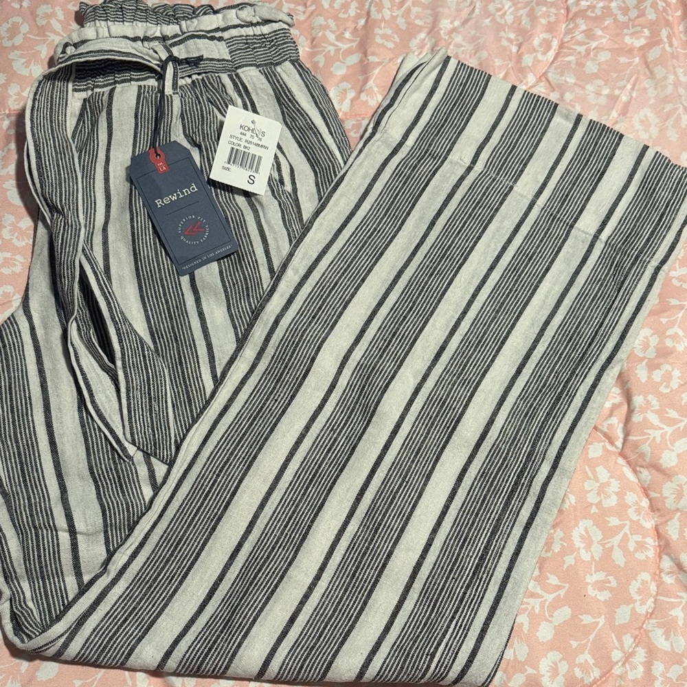 Rewind Women’s Striped Black and White Pants
